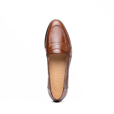 Zelli Italia 14-202-CGN ROSSI Teju Lizard Penny Loafer, Cognac Back View