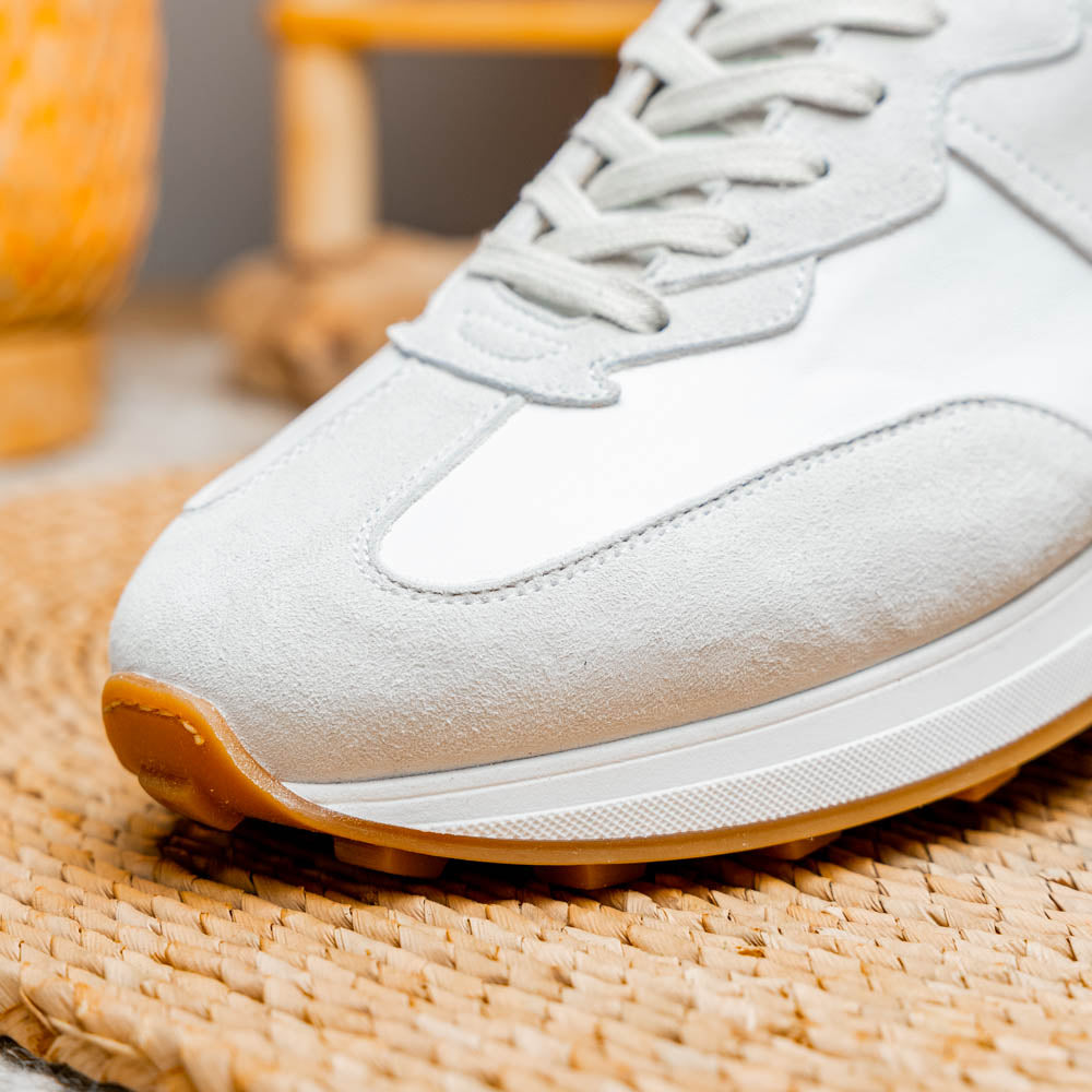 Zelli Italia Men's 66-265-WHT ROXI Suede & Calfskin Sneaker, White
