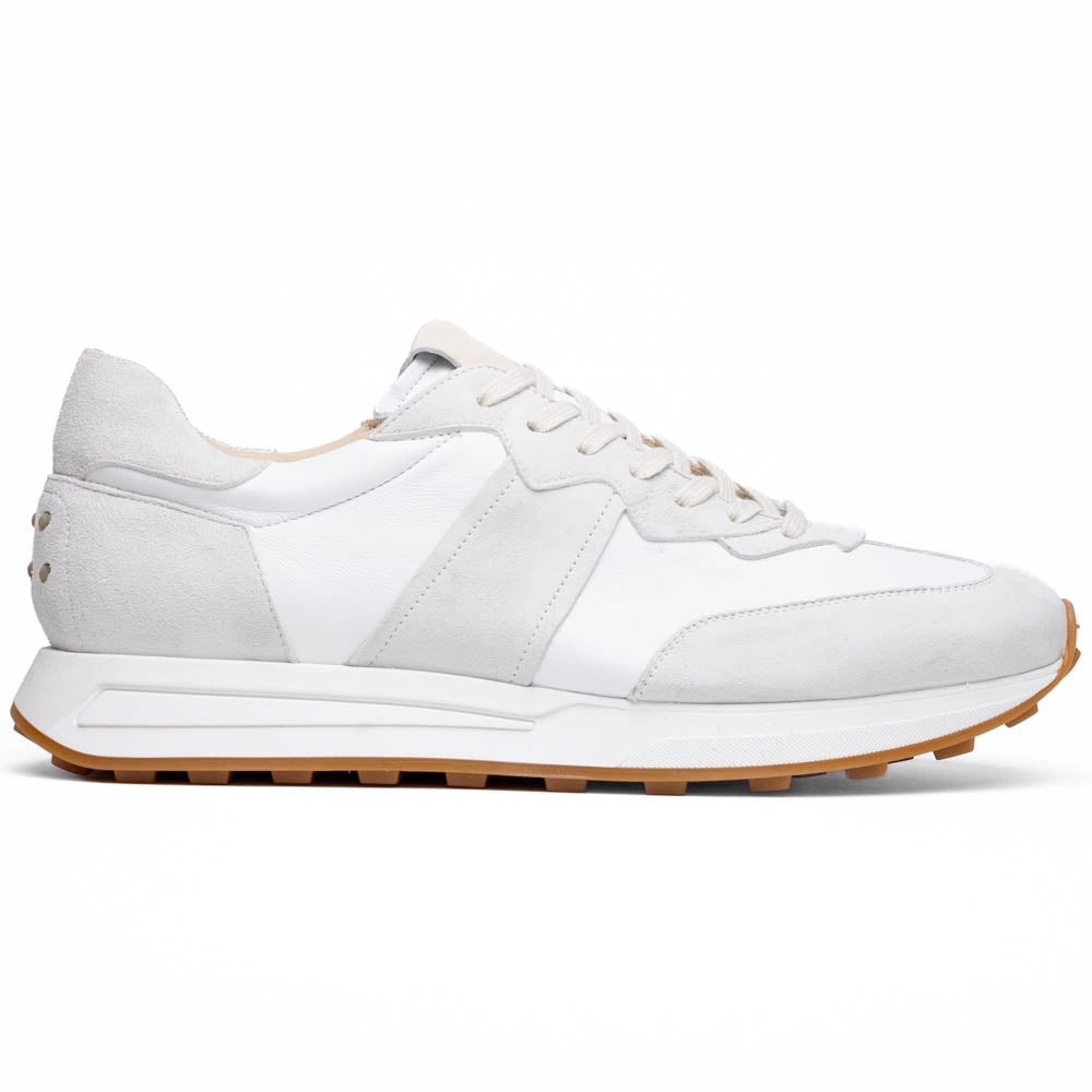 Zelli Italia Men's 66-265-WHT ROXI Suede & Calfskin Sneaker, White