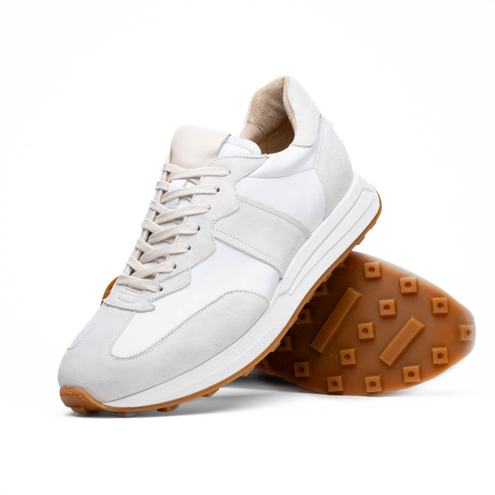 Zelli Italia Men's 66-265-WHT ROXI Suede & Calfskin Sneaker, White