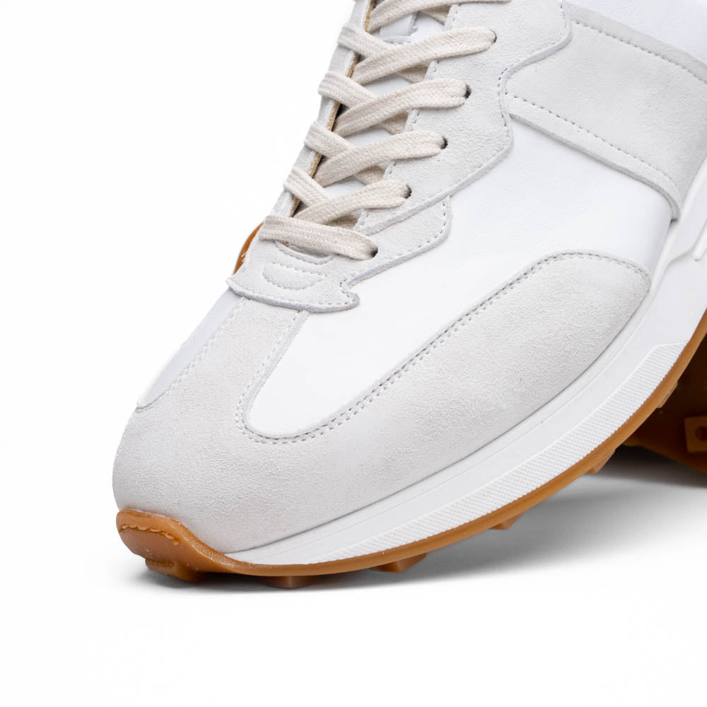 Zelli Italia Men's 66-265-WHT ROXI Suede & Calfskin Sneaker, White