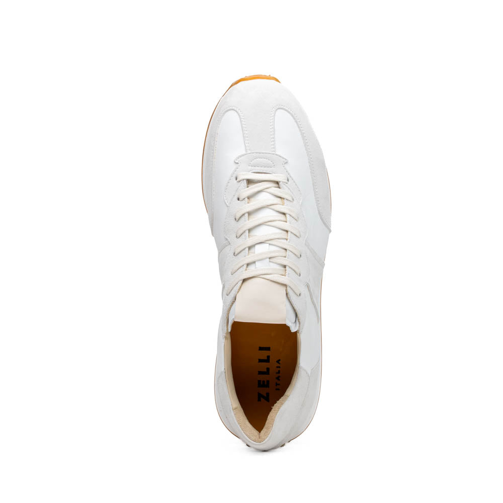 Zelli Italia Men's 66-265-WHT ROXI Suede & Calfskin Sneaker, White