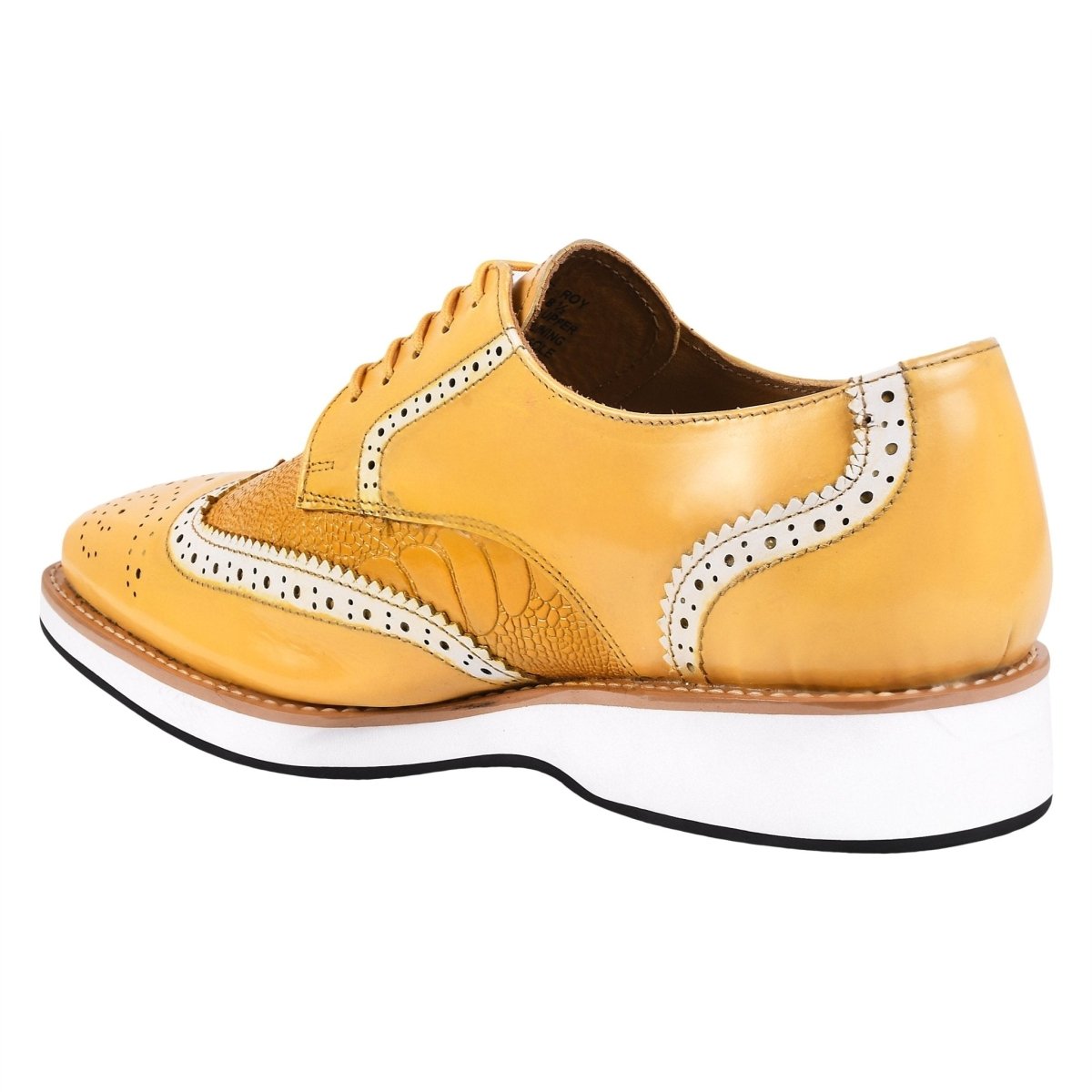 Liberty Zeno Roy Ostrich Leather Perforated toe Casual Oxford Dress Shoes