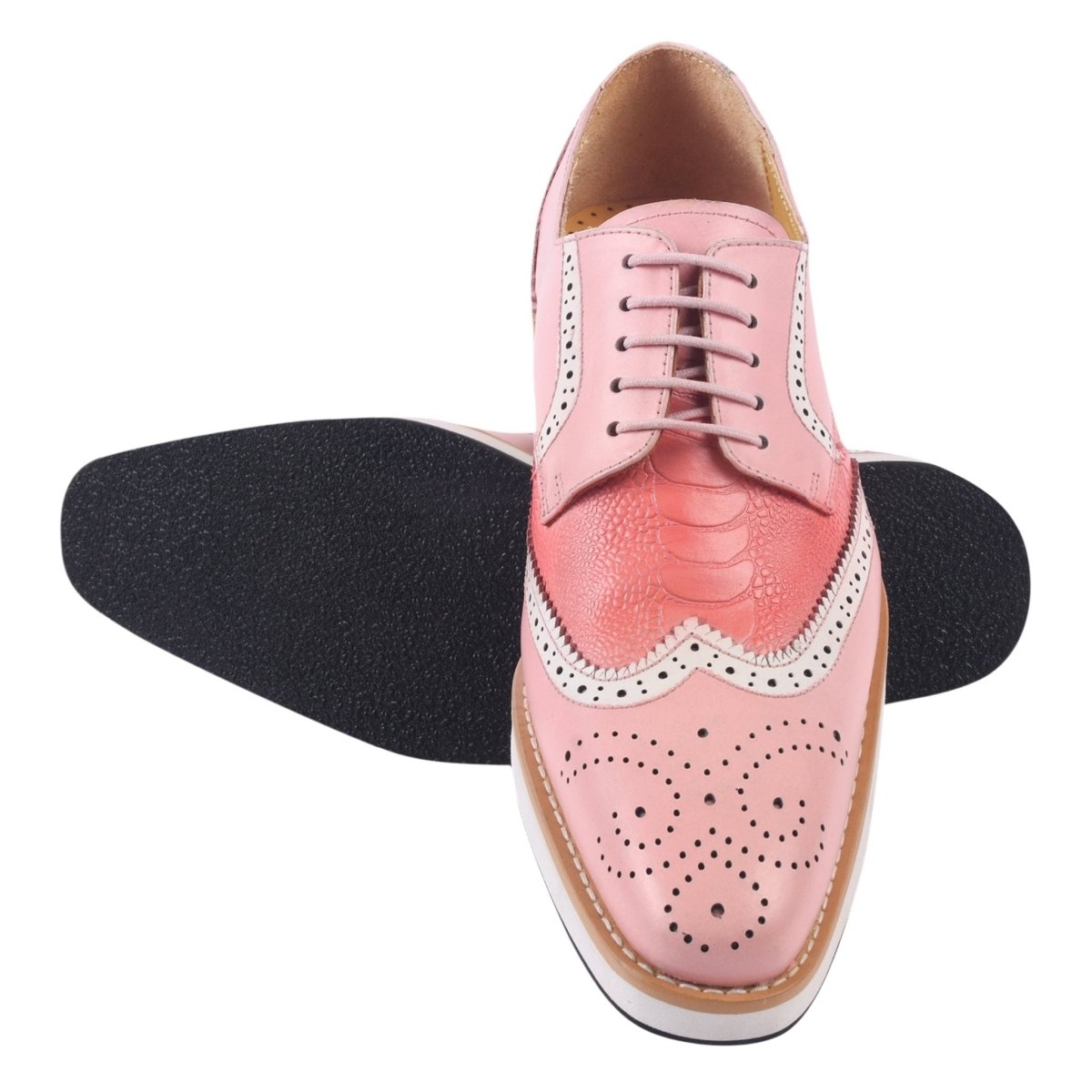 Liberty Zeno Roy Ostrich Leather Perforated toe Casual Oxford Dress Shoes