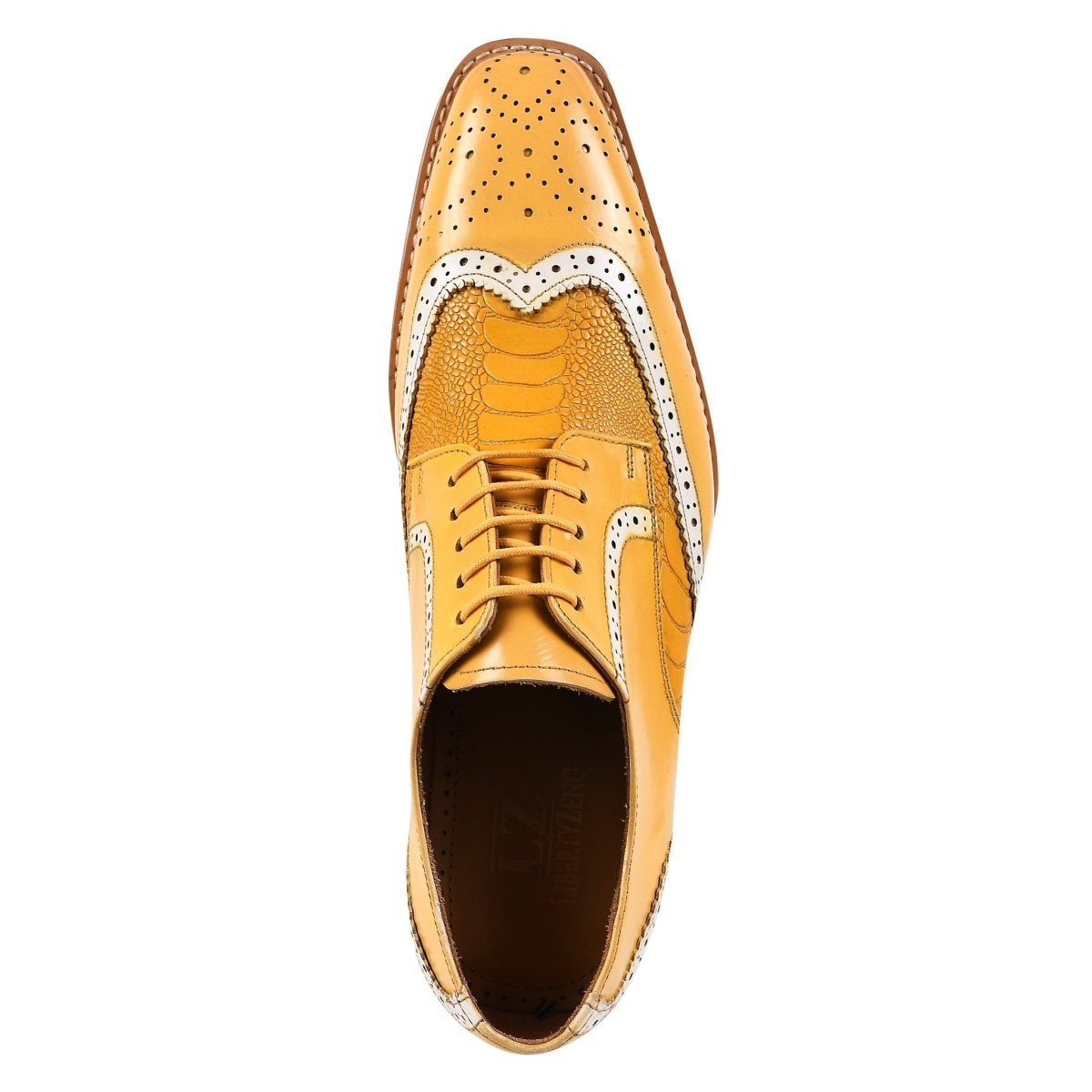 Liberty Zeno Roy Ostrich Leather Perforated toe Casual Oxford Dress Shoes