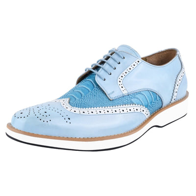 Liberty Zeno Roy Ostrich Leather Perforated toe Casual Oxford Dress Shoes