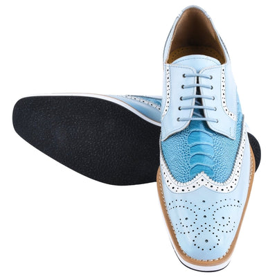 Liberty Zeno Roy Ostrich Leather Perforated toe Casual Oxford Dress Shoes