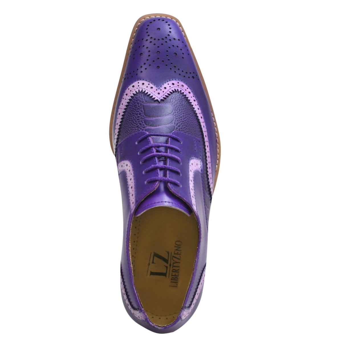 Liberty Zeno Roy Ostrich Leather Perforated toe Casual Oxford Dress Shoes