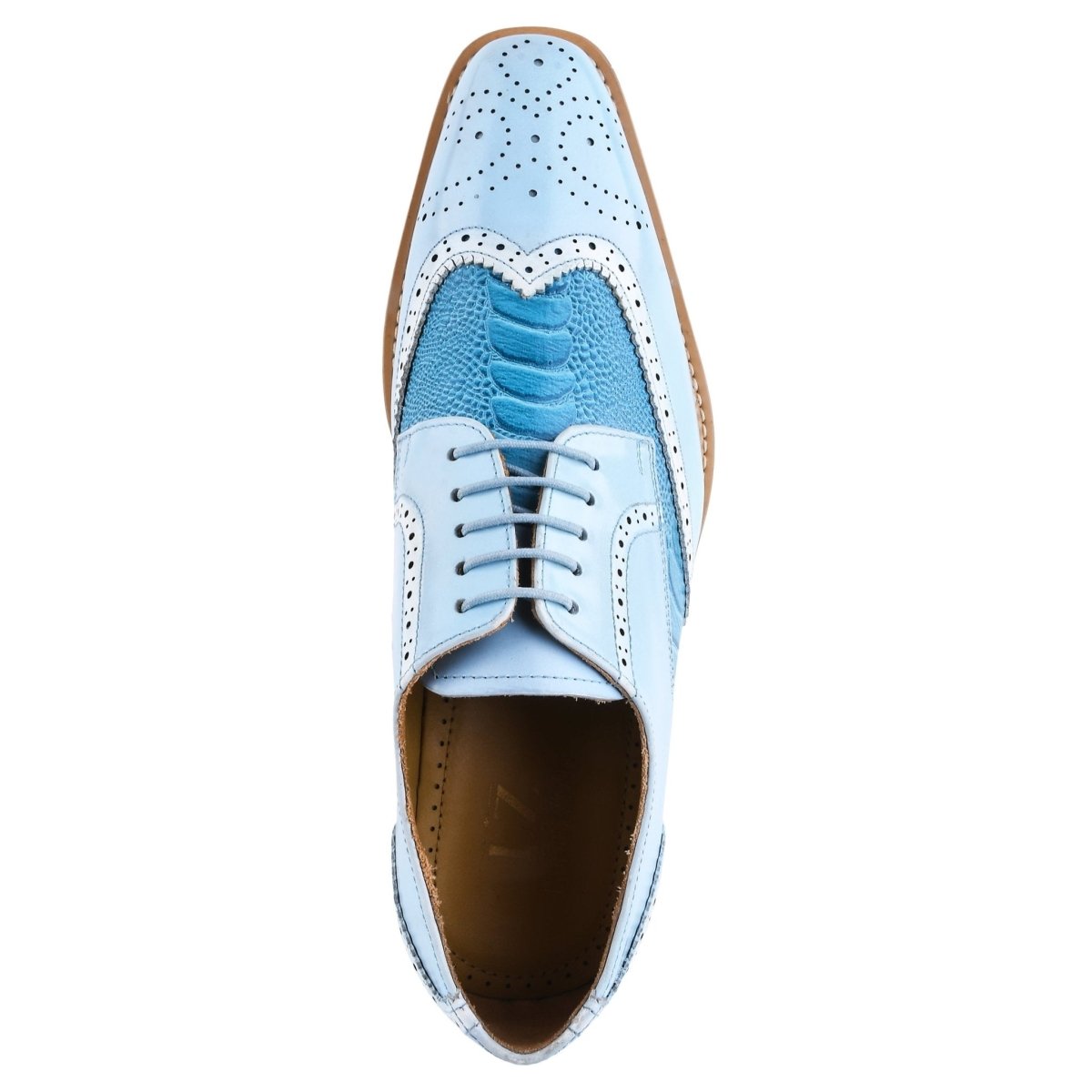 Liberty Zeno Roy Ostrich Leather Perforated toe Casual Oxford Dress Shoes