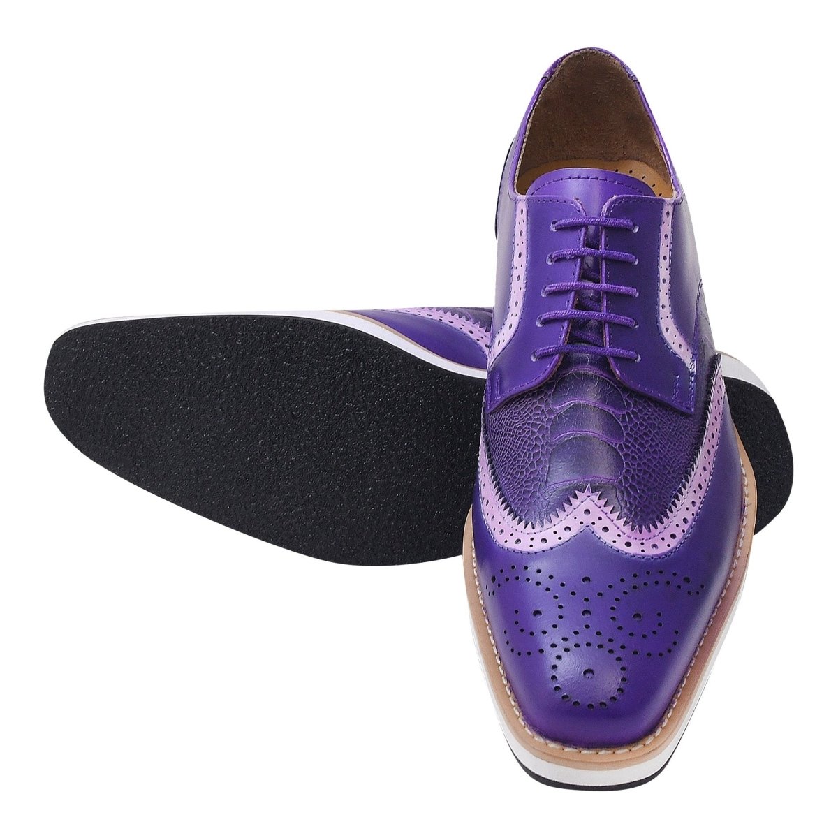 Liberty Zeno Roy Ostrich Leather Perforated toe Casual Oxford Dress Shoes