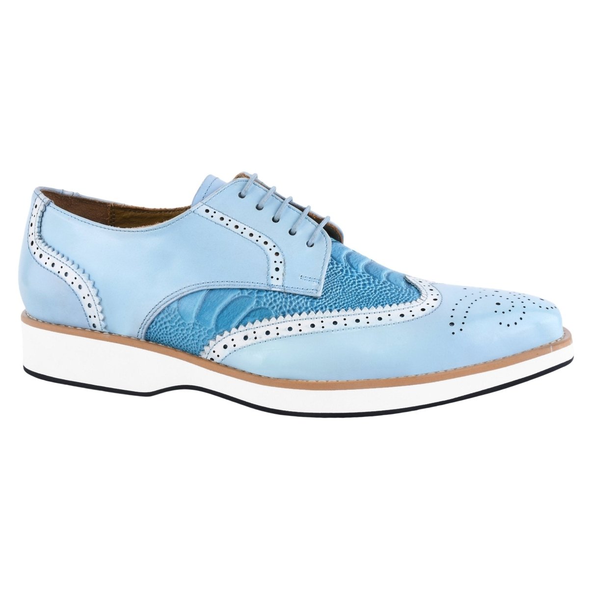Liberty Zeno Roy Ostrich Leather Perforated toe Casual Oxford Dress Shoes