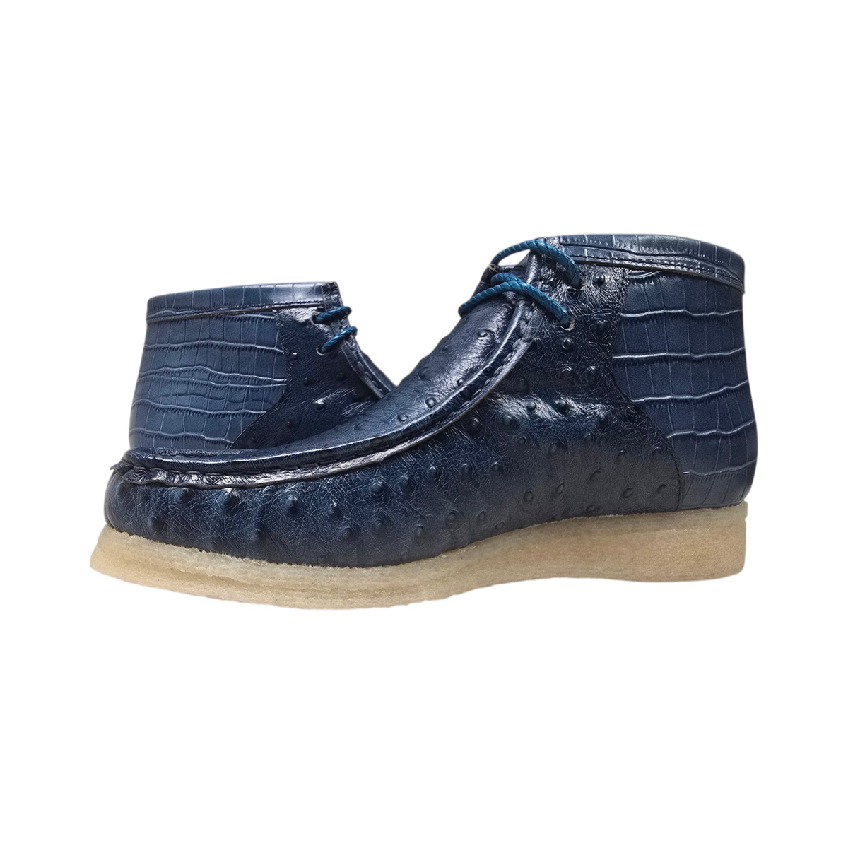 British Walkers Walker Royal Gator chukka boots in dual blue, pair at a three-quarter angle