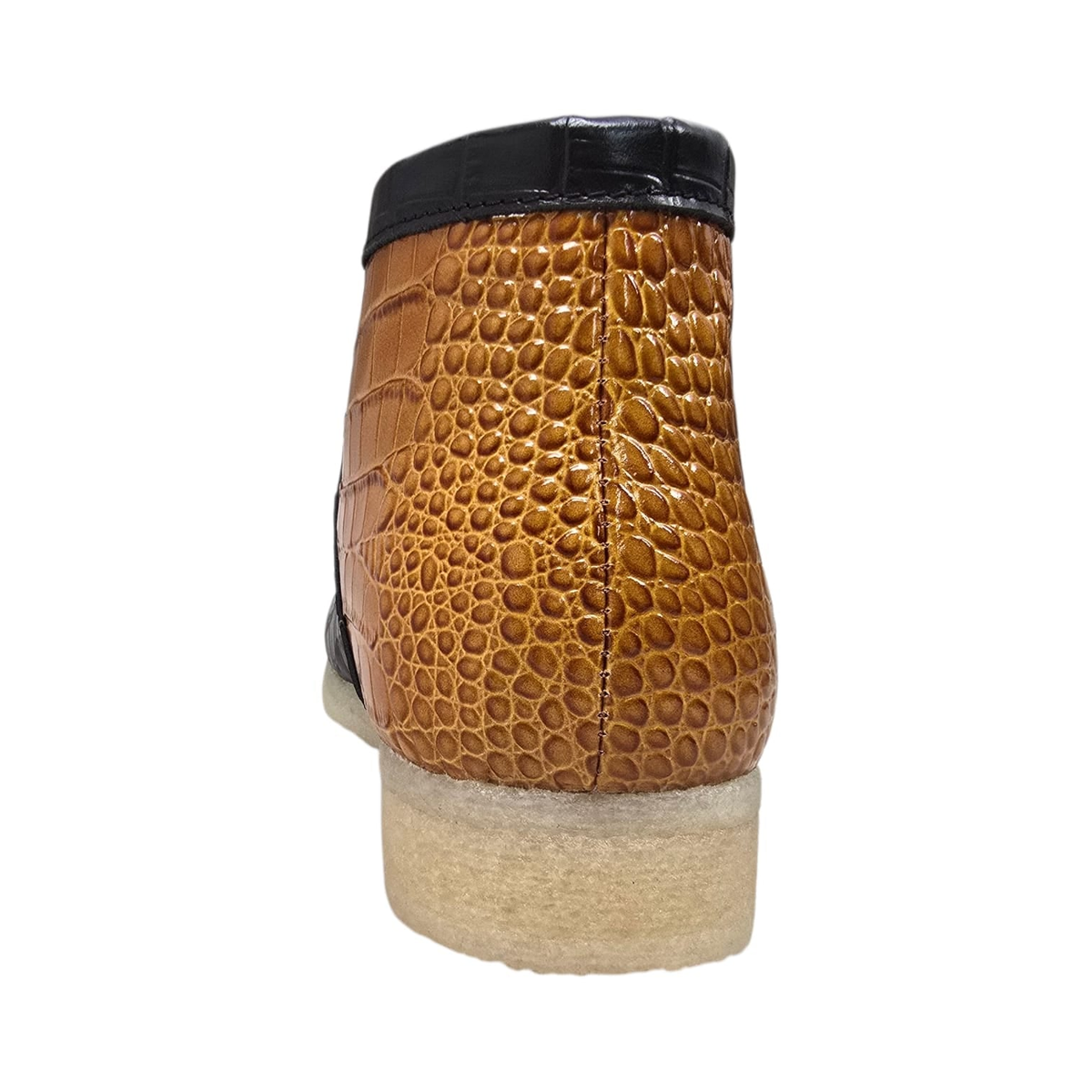 British Walkers Walker Royal Gator chukka boots in black and tan, rear view