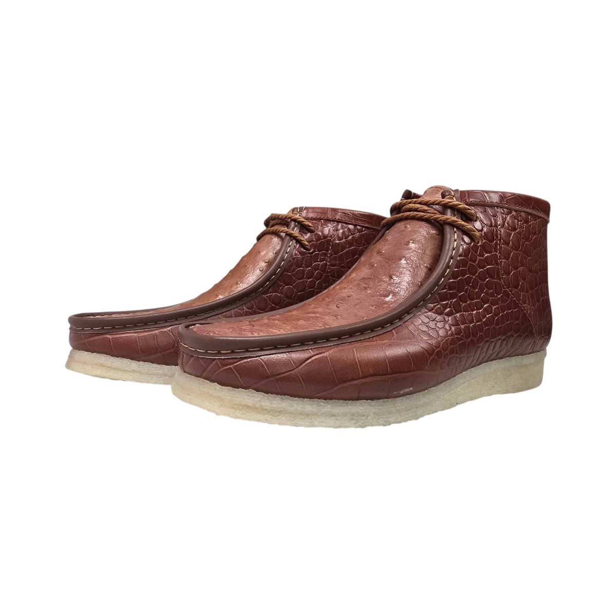 British Walkers Walker Royal Gator chukka boots in brown, pair from the front and side