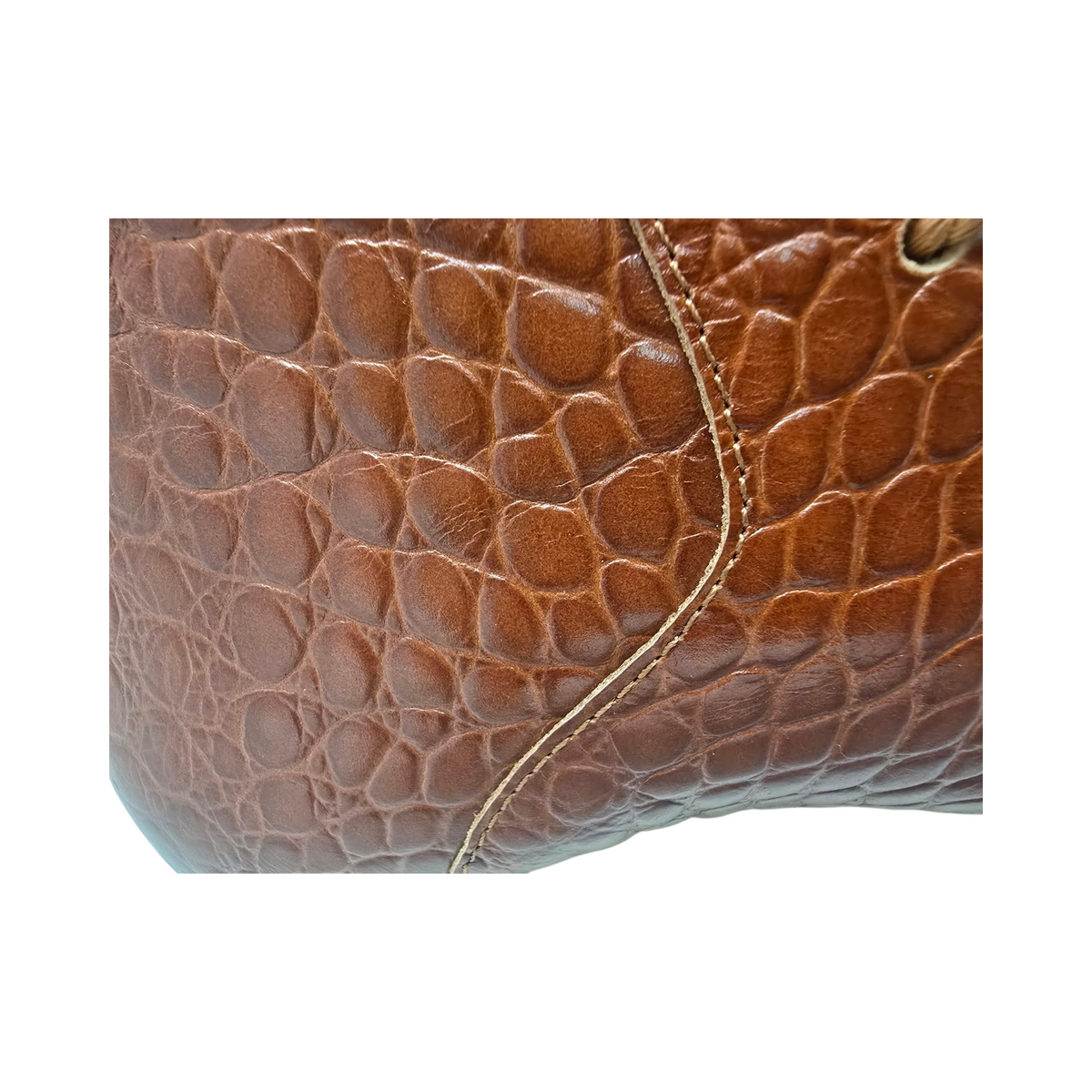 British Walkers Walker Royal Gator chukka boots in brown, textured side panel close-up