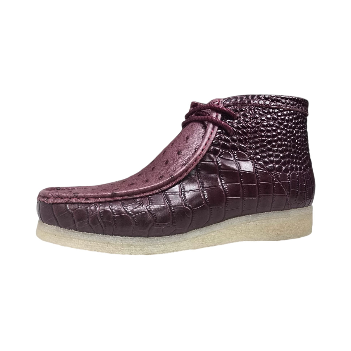 British Walkers Walker Royal Gator chukka boots in burgundy, side view