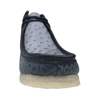 British Walkers Walker Royal Gator chukka boots in navy and powder blue, front view
