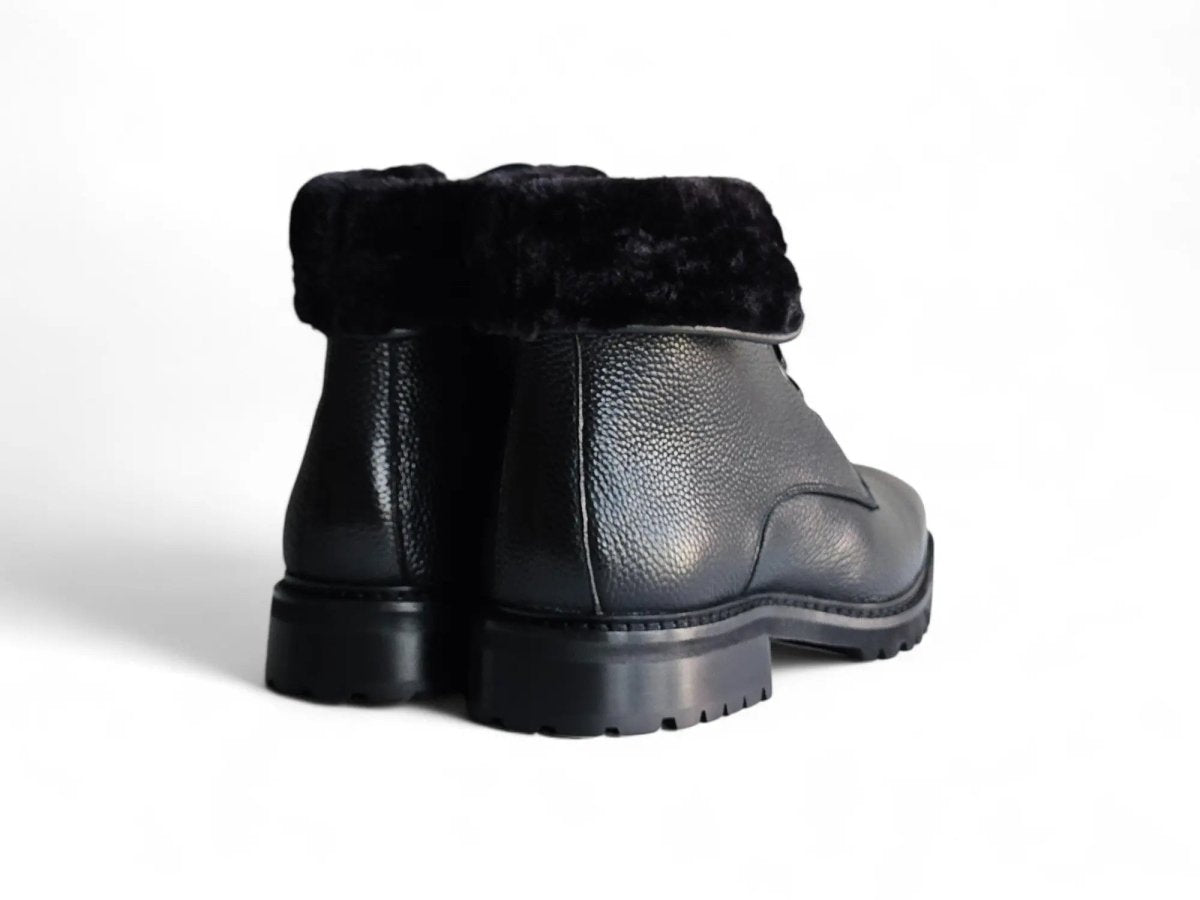 Carrucci Shoes Rugged Boot With Vegan Shearling Collar Leather KB51652