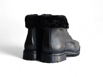 Carrucci Shoes Rugged Boot With Vegan Shearling Collar Leather KB51652