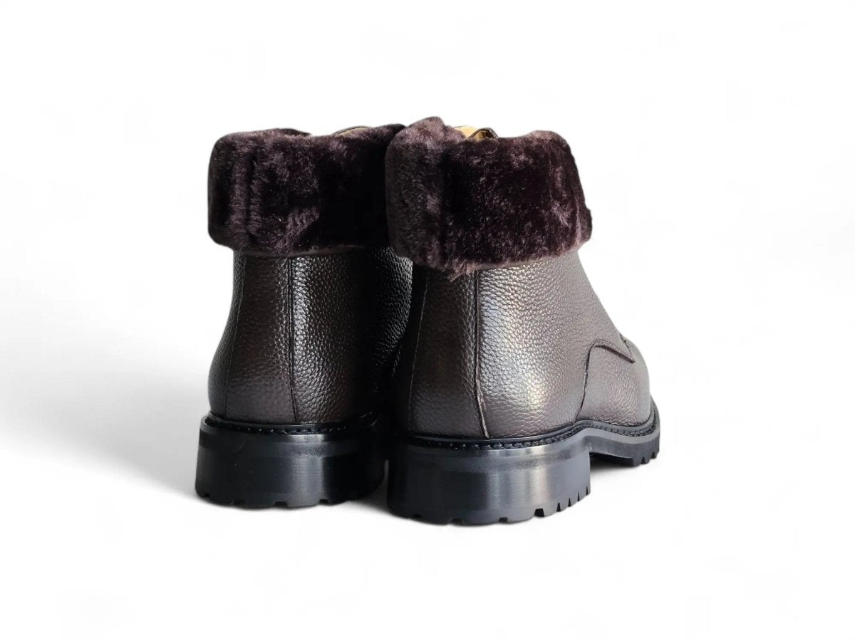 Carrucci Shoes Rugged Boot With Vegan Shearling Collar Leather KB51652