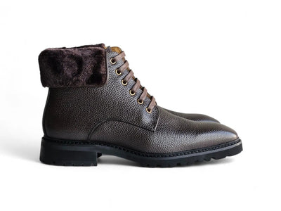 Carrucci Shoes Rugged Boot With Vegan Shearling Collar Leather KB51652