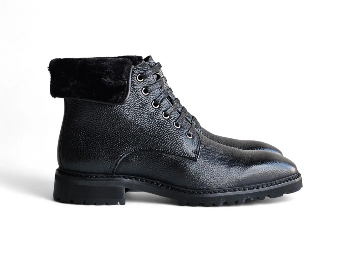 Carrucci Shoes Rugged Boot With Vegan Shearling Collar Leather KB51652