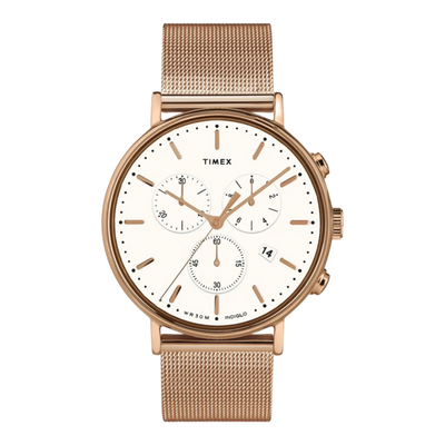 Timex Fairfield Chronograph 41mm Men Watch Rose-Gold-Tone/White