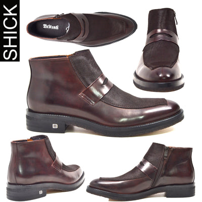 British Walkers Shick Men's Black Leather and Pony Skin High Top Shoes view 1