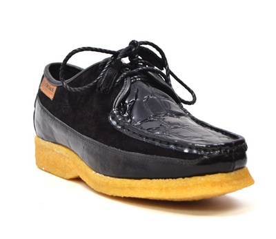 British Walkers Crown Men's Black Suede and Croc Leather Lace Up Shoes view 2