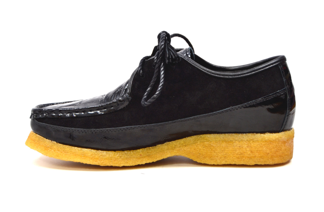 British Walkers Crown Men's Black Suede and Croc Leather Lace Up Shoes view 4