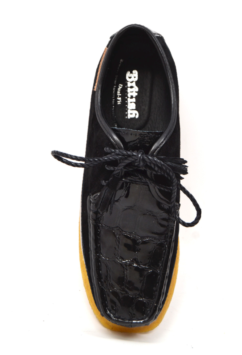 British Walkers Crown Men's Black Suede and Croc Leather Lace Up Shoes view 6