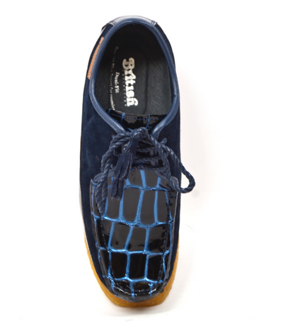 British Walkers Crown Men's Black Suede and Croc Leather Lace Up Shoes view 13