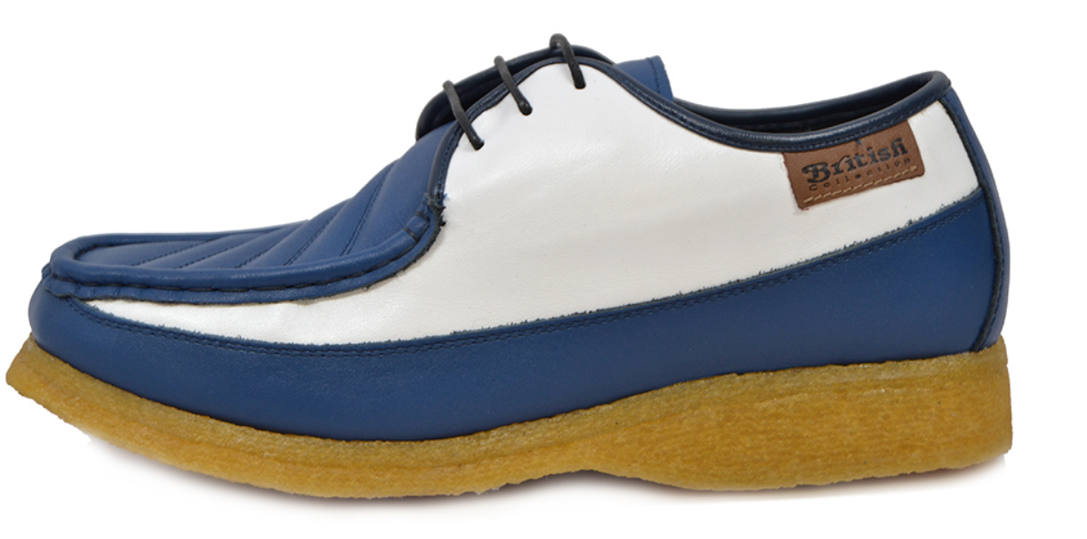 British Walkers Crown Men's Low Cut Blue and White Leather Lace Up Shoes view 2
