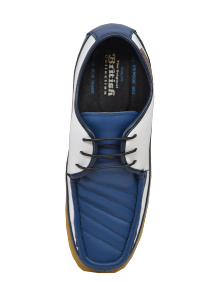 British Walkers Crown Men's Low Cut Blue and White Leather Lace Up Shoes view 4