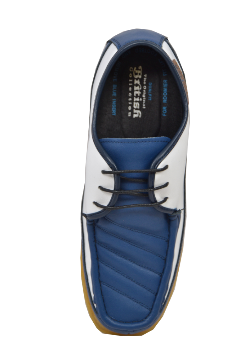 British Walkers Crown Men's Low Cut Blue and White Leather Lace Up Shoes view 4