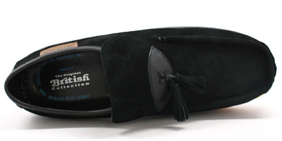 British Walkers King Men's Old School Black Leather and Suede Tassel Slip On Shoes view 5