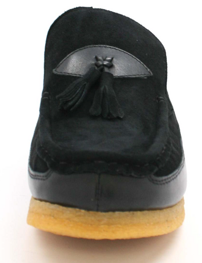 British Walkers King Men's Old School Black Leather and Suede Tassel Slip On Shoes view 6