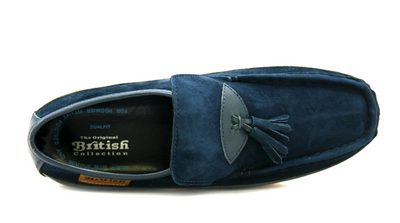 British Walkers King Men's Old School Black Leather and Suede Tassel Slip On Shoes view 13