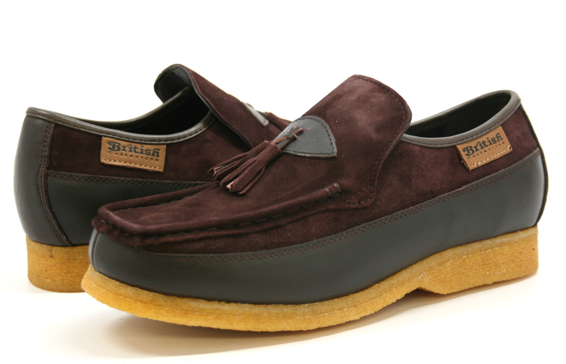 British Walkers King Men's Old School Black Leather and Suede Tassel Slip On Shoes view 15
