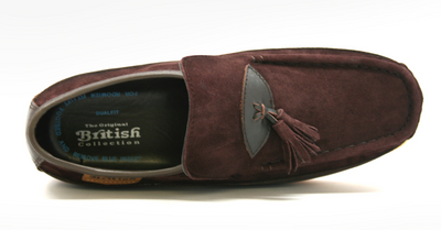 British Walkers King Men's Old School Black Leather and Suede Tassel Slip On Shoes view 20
