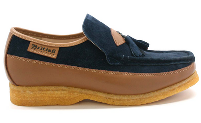 British Walkers King Men's Old School Black Leather and Suede Tassel Slip On Shoes view 30