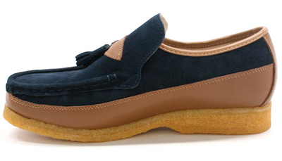 British Walkers King Men's Old School Black Leather and Suede Tassel Slip On Shoes view 31