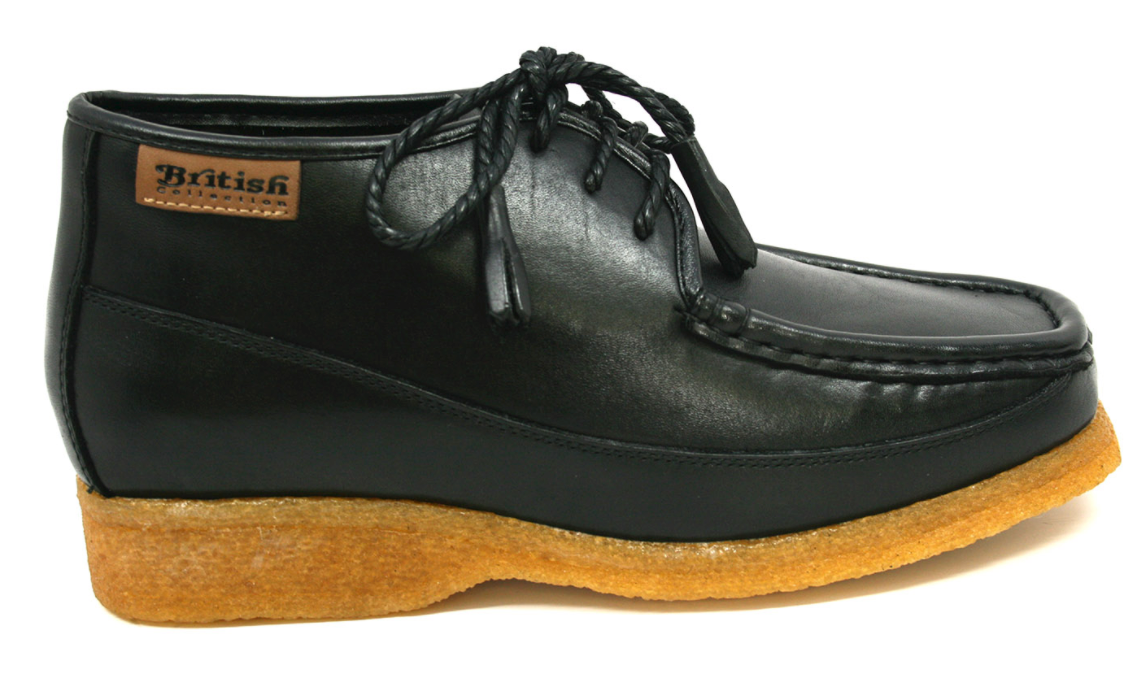 British Walkers Knicks Men's Black Leather Lace Up Shoes with Crepe Sole view 4
