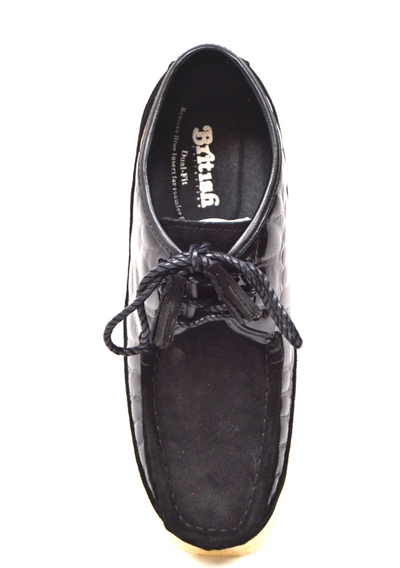 British Walkers Knicks Men's Handmade Black Suede and Croc Leather Lace Up Shoes view 5