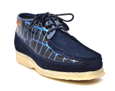 British Walkers Knicks Men's Handmade Black Suede and Croc Leather Lace Up Shoes view 17