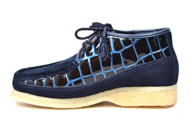 British Walkers Knicks Men's Handmade Black Suede and Croc Leather Lace Up Shoes view 20