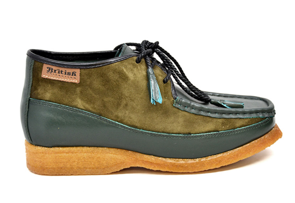 British Walkers Knicks Men's Green Leather and Suede Shoes view 2