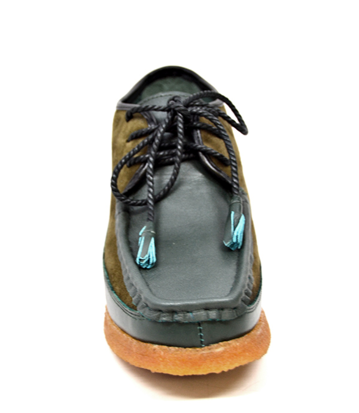 British Walkers Knicks Men's Green Leather and Suede Shoes view 3