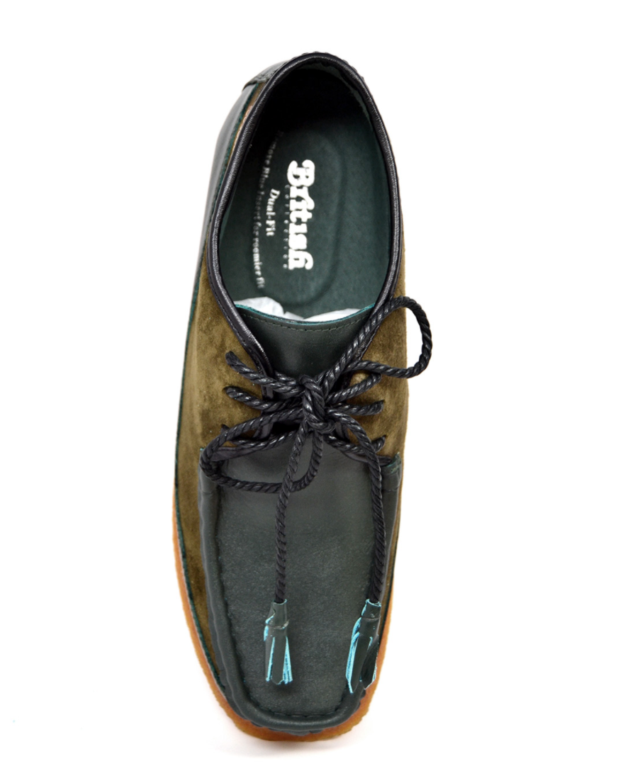 British Walkers Knicks Men's Green Leather and Suede Shoes view 5