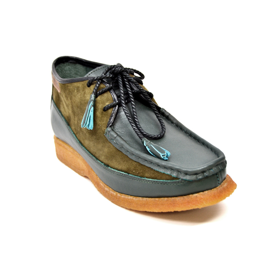 British Walkers Knicks Men's Green Leather and Suede Shoes view 4